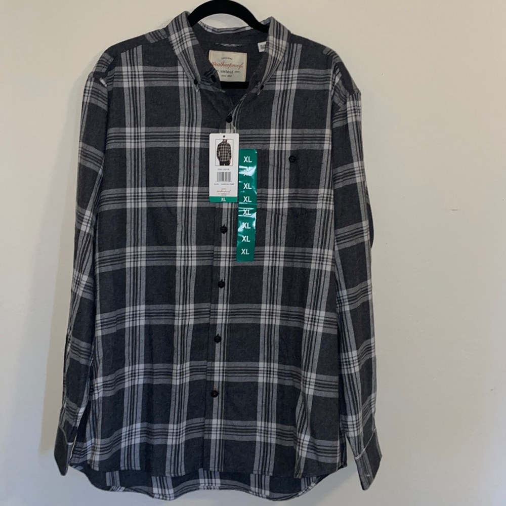 Weatherproof  Vintage Men's Plaid Flannel Shirt  Charcoal Size XL